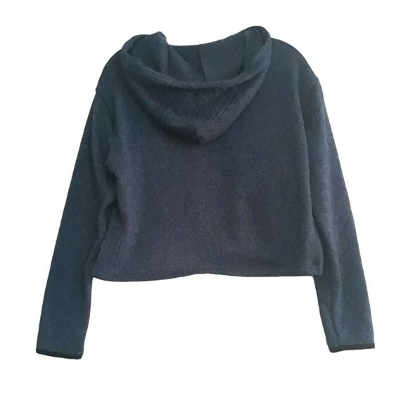 Pink Victoria Secret Cropped Sweat Shirt Womens XS Blue Hooded Drawstrings - Picture 3 of 9